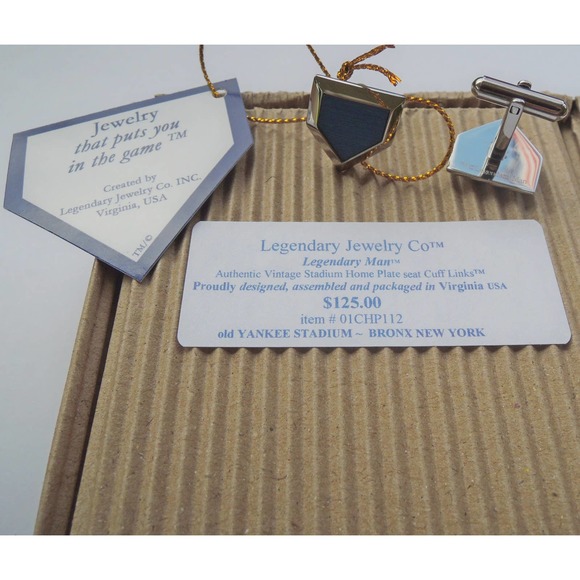 Legendary Man® old Yankee Stadium Seat Home Plate Cufflinks - Picture 7 of 8